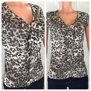 Banana Republic Animal Print Ruffle Top Size S